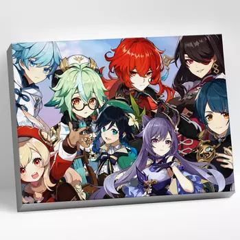 Картина по номерам Genshin Impact: Жители Тейвата – 30 цветов (30 х 40 см)