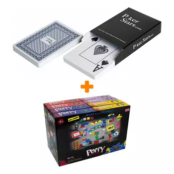 Карты для покера Poker Stars Синие + Конструктор Huggy Wuggy 33 детали Набор