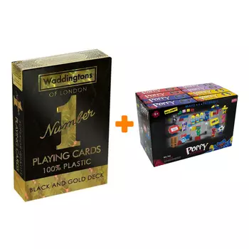 Карты игральные Waddingtons Of London №1 Чёрные с золотом + Конструктор Huggy Wuggy 33 детали Набор