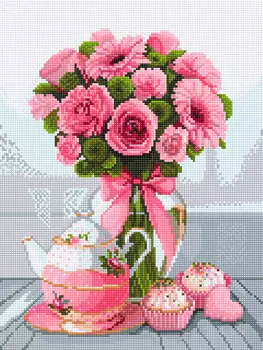 Кристальная мозаика Букет розовых гербер (30х40см)