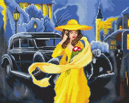 Кристальная мозаика Дама в жёлтом (40х50см)