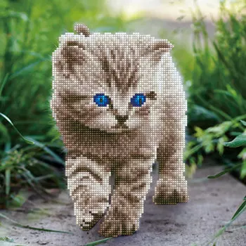 Кристальная мозаика Котёнок на прогулке (32х32см)