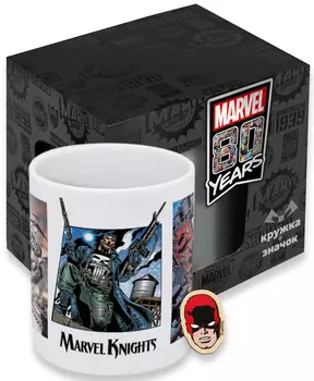Кружка Marvel: 80 Years Marvel Knights + значок в ассортименте