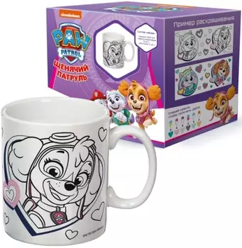 Кружка Щенячий патруль: Эверест и Скай + краски и кисточка (325 мл, керамика)