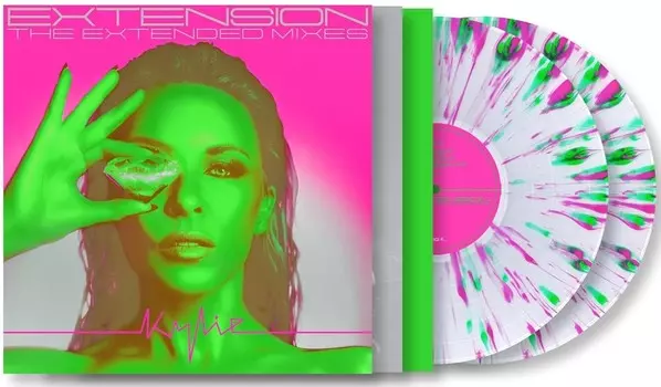 Kylie Minogue – Extension: The Extended Mixes. Clear With Neon Pink And Green Splatter Vinyl (2 LP)