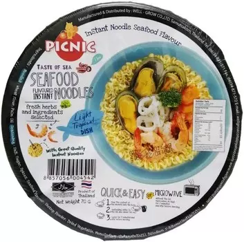 Лапша быстрого приготовления Picnic со вкусом морепродуктов (70 г)