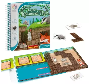 Логическая магнитная игра для путешествий Smart Games: Вниз по кроличьей норе