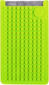 Маленький пиксельный универсальный чехол для смартфона (Pixel felt phone pocket) (Серый/зеленый)