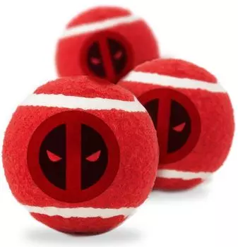 Мячик теннисный для животных Deadpool / Дэдпул Красный (3 шт.)