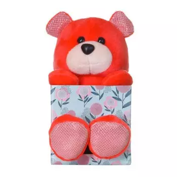 Мягкая игрушка Медведь коралловый в подарочной коробке (17 см)