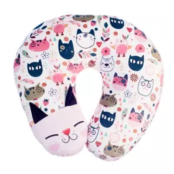 Мягкая игрушка-подушка для путешествий Кот (розовый)