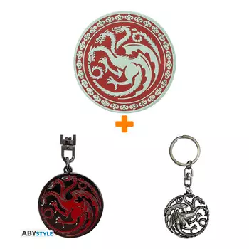 Набор брелоков Game Of Thrones 2шт + значок