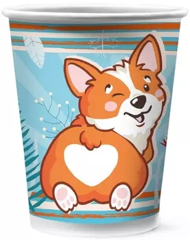 Набор бумажных стаканов Корги (250 мл, 6 шт)