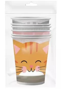 Набор бумажных стаканов Кошки с ушками (250 мл, 6 шт)