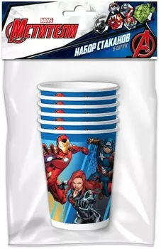 Набор бумажных стаканов Marvel: Logo синий (250 мл, 6 шт)