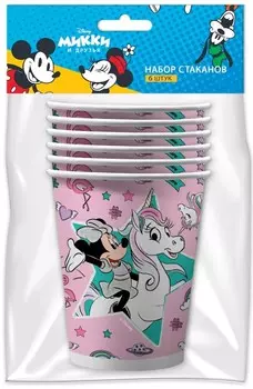Набор бумажных стаканов Minnie Mouse 3 розовый (250 мл, 6 шт)