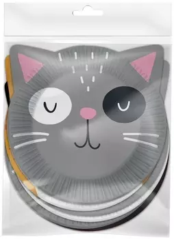 Набор бумажных тарелок Кошки с ушками (180 мм, 6 шт)
