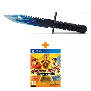 Набор Cobra Kai 2: Dojos Rising [PS4, английская версия] + Оружие игровое штык-нож М9 Байонет 2 Драгон Гласс деревянный