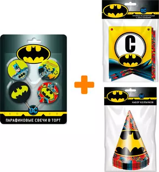 Набор для праздника Batman 2 (свечи, колпачки, гирлянда)