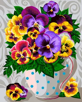 Набор для творчества Картины по номерам с красками №30: Фиалка трёхцветная (40х30 см)