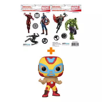 Набор фигурка Marvel Lucha Libre Железный человек + набор стикеров Marvel Avengers
