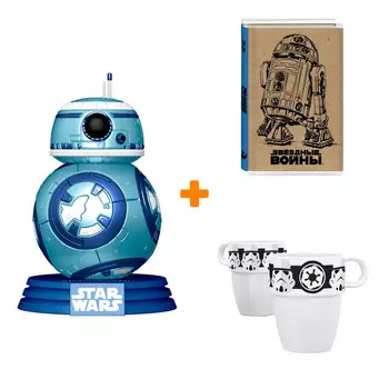 Набор фигурка Star Wars Make-A-Wish BB-8 Metallic + блокнот R2-D2 + набор кружек Star Wars