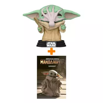 Набор фигурка Star Wars The Mandalorian Grogu With Chowder Squid + блокнот малыш Йода