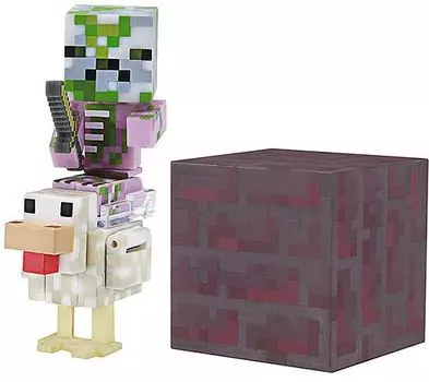 Набор фигурок Minecraft Series 4: Baby Zombie – Pigman Jockey (8 см)