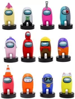 Набор фигурок-штампов Among Us Делюкс: Герой Красный с дорожным конусом – Серия 3 (12 шт) (AU5365A)