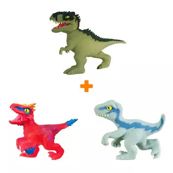 Набор фигурок-тянучек Мир Юрского периода Блю + Гиганотозавр + Пирораптор