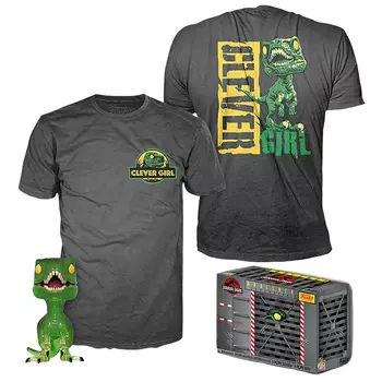 Набор Футболка + Фигурка Funko Pop Tees: Jurassic Park – Clever Raptor