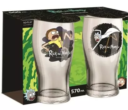 Набор из двух бокалов Rick And Morty (Рик и Морти): Крик (570 мл, стекло)