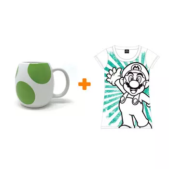 Набор Кружка Super Mario Yoshi Egg + Футболка Super Mario белая женская (XL)