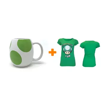 Набор Кружка Super Mario Yoshi Egg + Футболка Super Mario зелёная женская (XL)