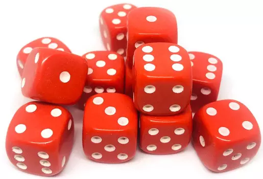 Набор кубиков Простые D6 – 16 мм (12 шт красно-белый)