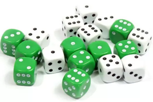 Набор кубиков Симпл – 12 мм (18 шт, белый, зеленый)