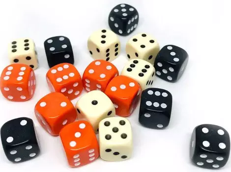 Набор кубиков Симпл – 12 мм (18 шт бежевый, оранжевый, черный)