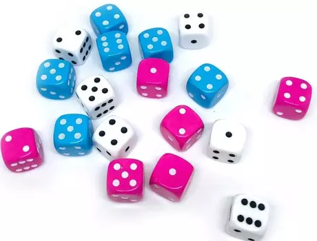 Набор кубиков Симпл – 12 мм (18 шт голубой, белый, розовый)