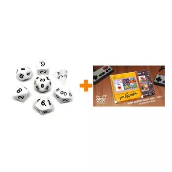 Набор кубиков Симпл для RPG 7шт бело-чёрный + Шоколад Кэт 12 Для геймера 60г Набор