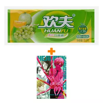 Набор Манга Человек-бензопила. Кн. 4. Во сне. Настоящая жесть + Жевательная резинка Huanfu Grape &amp; Melon Вкус винограда и дыни