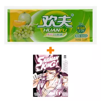Набор Манга Король шаманов. Том 6 + Жевательная резинка Huanfu Grape &amp; Melon Вкус винограда и дыни