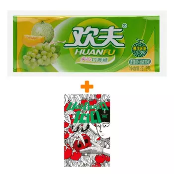 Набор Манга Моб Психо 100. Книга 4 + Жевательная резинка Huanfu Grape &amp; Melon Вкус винограда и дыни