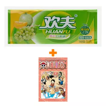 Набор Манга One Piece. Большой куш. 11. Мы всегда будем здесь + Жевательная резинка Huanfu Grape &amp; Melon Вкус винограда и дыни