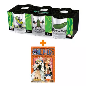 Набор Манга One Piece. Большой куш. Кн. 9. Приключения на божьем острове + Набор рюмок Rick And Morty 50мл 6-Pack