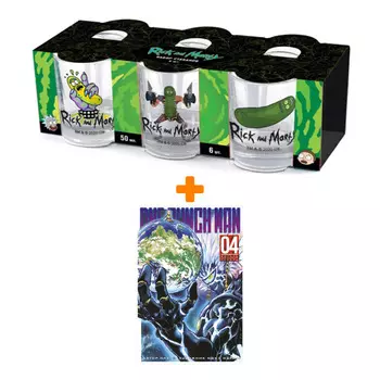 Набор Манга One-Punch Man Книга 4 Битва &amp; Тот самый парень + Набор рюмок Rick And Morty 50мл 6-Pack