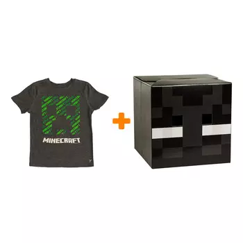 Набор Minecraft (футболка Minecraft Creeper XS + Маска-голова Minecraft)