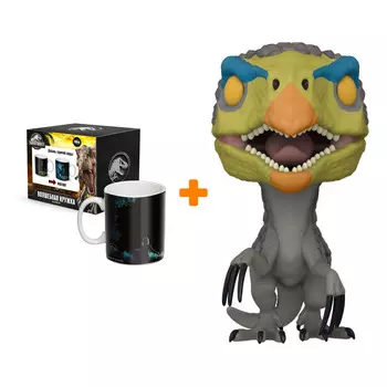 Набор Мир Юрского периода фигурка Therizinosaurus + термо-кружка В темноте