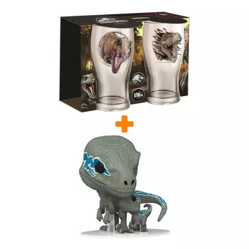 Набор Мир Юрского периода фигурка Velociraptors Blue & Beta + набор бокалов Тираннозавр Рекс