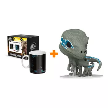 Набор Мир Юрского периода фигурка Velociraptors Blue & Beta + термо-кружка В темноте