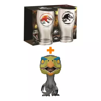 Набор Мир Юрского периода набор бокалов В огне + фигурка Therizinosaurus
